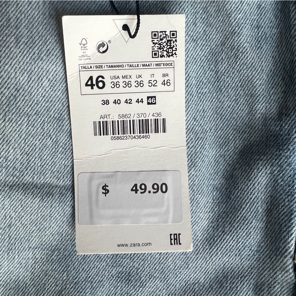 ZARA Z1975 BAGGY PAPERBAG JEANS BLUE SIZE 36  | 5862/370/436 - Picture 12 of 13